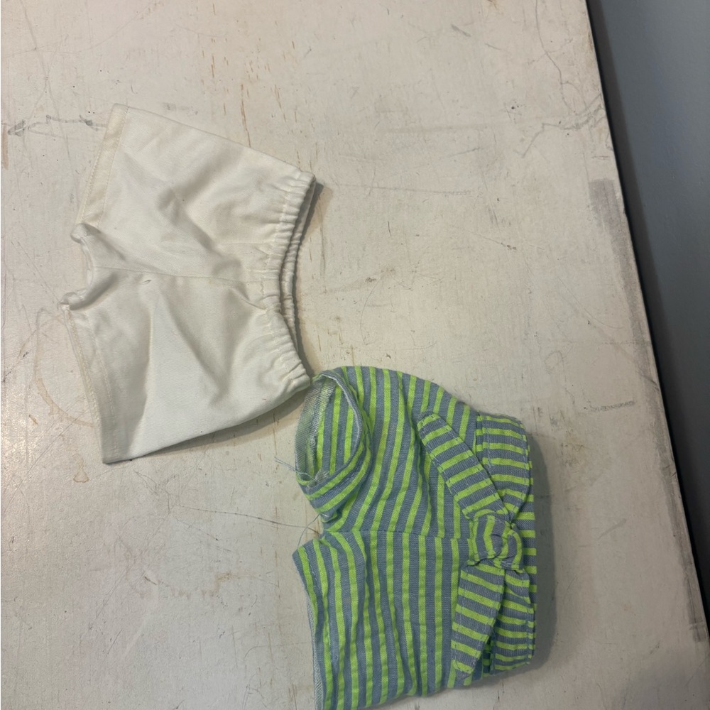 Striped Green and White American Girl Doll Shorts Set